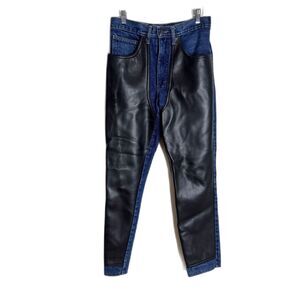 Wanted Jeans Pants Womens 29 Blue Faux Leather Panel High Waist Denim Western
